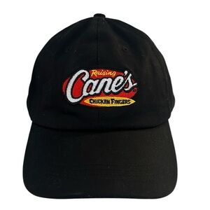 Raising Cane's Logo Chicken Strips Embroidered Black Baseball Strap Back Cap New